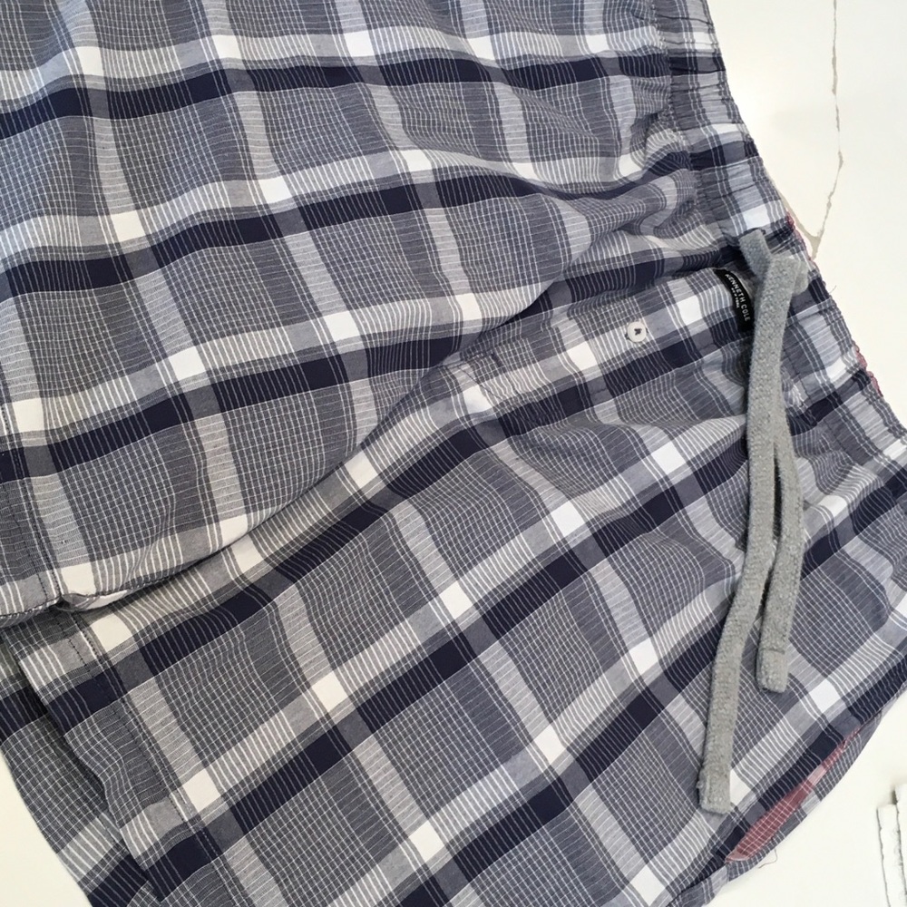 Kenneth Cole Medium Gray Plaid Blue Lounge Shorts Sleepwear Men’s